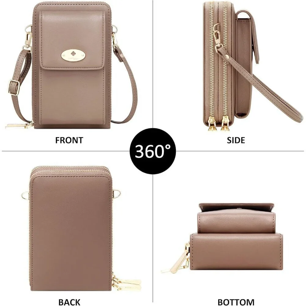 Small Crossbody Bag Pu Leather Wallet with Card Slots for Women Travel